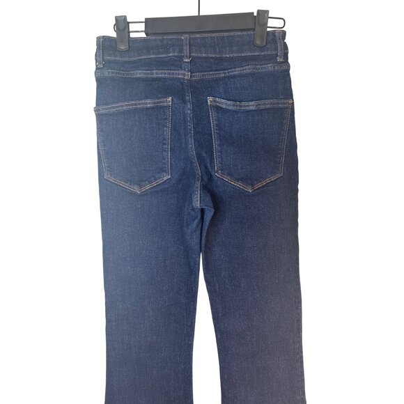 ZARA Size 2 Dark Blue Flared Denim Jeans High Rise Stretch Cotton Blend - Picture 10 of 15